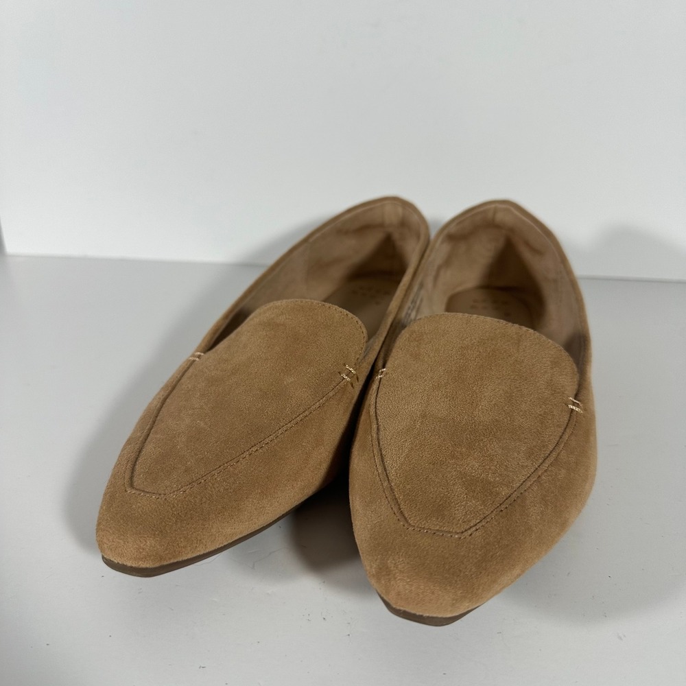 A New Day Womens Tan Faux Suede Pointed Toe Loafers Size 9 Cognac Flats Slip On